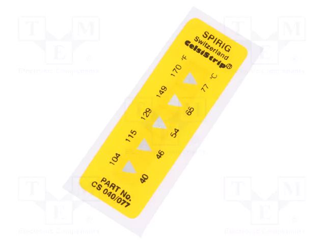 Temperature indicator; 40°C,46°C,54°C,66°C,77°C; °C,°F; 15x45mm SPIRIG CS-040/077