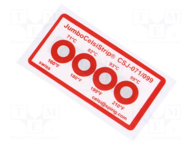 Temperature indicator; 71°C,82°C,93°C,99°C; °C; 23x45mm SPIRIG CSJ-071/099