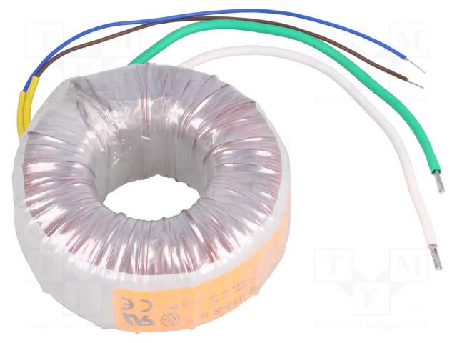 Transformer: toroidal; 100VA; 230VAC; 12V; 8.333A; Leads: cables TALEMA 58-0100-012-S