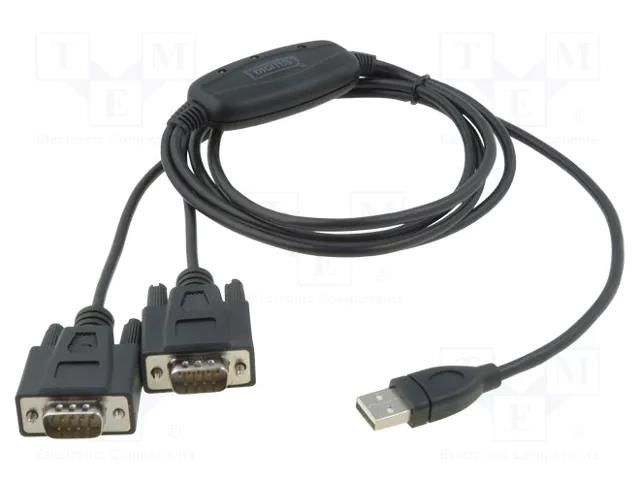 USB to RS232 converter; D-Sub 9pin plug x2,USB A plug; 1.5m DIGITUS DA-70158