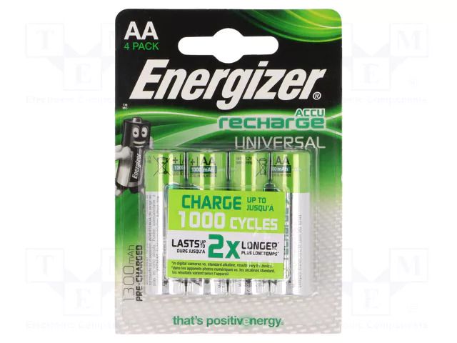 Re-battery: Ni-MH; AA; 1.2V; 1300mAh; blister; 4pcs. ENERGIZER ACCU-R6/1300-EG/B4