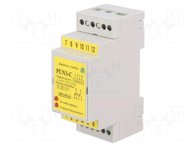 Voltage monitoring relay; for DIN rail mounting; PUN; SPDT MIKROBEST PUN-3C