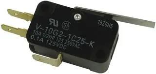 MICROSWITCH, HINGE LEVER, SPDT 10A 250V V-10G2-1C25-K
