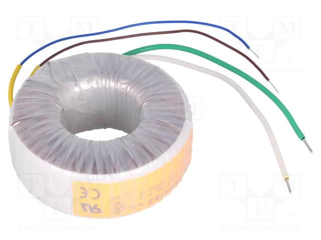 Transformer: toroidal; 100VA; 230VAC; 18V; 5.556A; Leads: cables TALEMA 58-0100-018-S