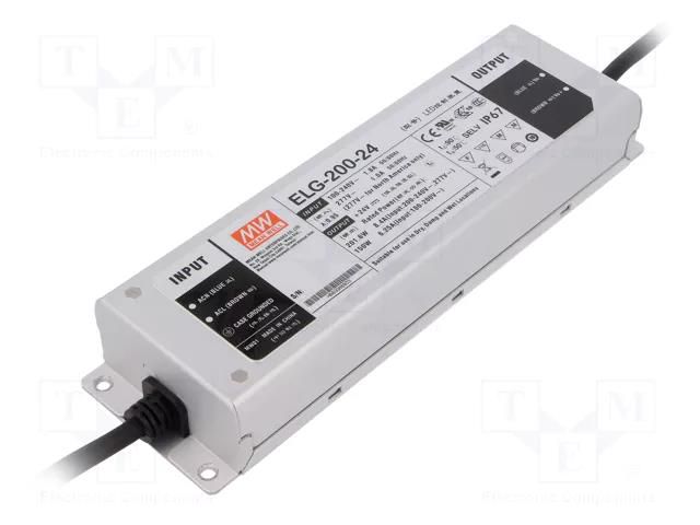 Power supply: switching; LED; 201.6W; 24VDC; 8.4A; 100÷305VAC; IP67 MEAN WELL ELG-200-24