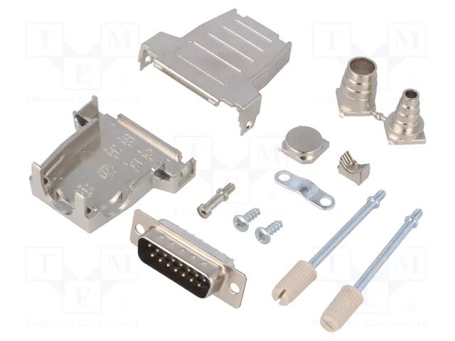 Connector: D-Sub; PIN: 15; plug; male; soldering; for cable; black ENCITECH DSSK15-M-DBP-K