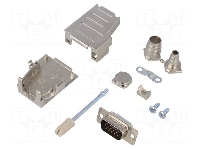 Connector: D-Sub HD; PIN: 15; plug; male; soldering; for cable; DSSK ENCITECH DSSK09-M-HDP15-K