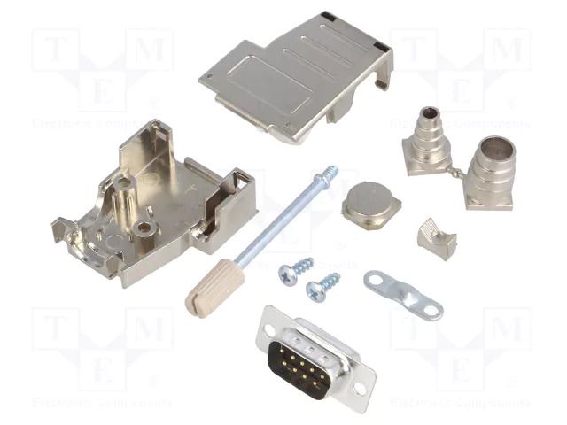 Connector: D-Sub; PIN: 9; plug; male; soldering; for cable; black ENCITECH DSSK09-M-DMP-K
