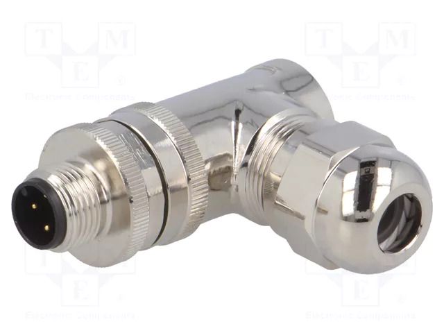 Connector: M12; plug; PIN: 4; male; 250V; angled 90°; IP67; for cable TE Connectivity T4113012041-000