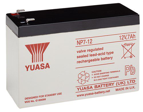 NP lead acid battery 12 V, 7,0 Ah (NP7-12), grey-black - Faston (4.8mm) lead acid battery, VdS 48566