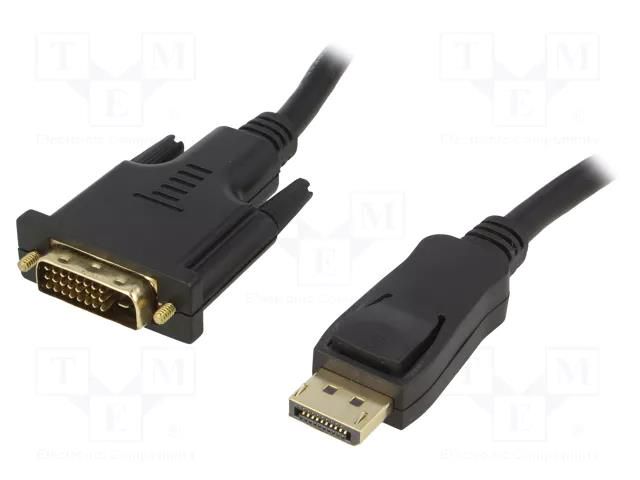 Cable; DisplayPort plug,DVI-D (24+1) plug; Len: 5m; black; black Goobay MC.2300.1112.050BK