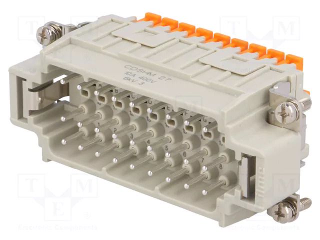 Connector: HDC; male; CDSH; PIN: 27; 10A; 400V; 27+PE; size 77.27 ILME CDSHM27