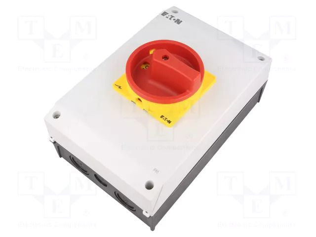 Switch: main cam switch; Stabl.pos: 2; 63A; OFF-ON; in housing EATON ELECTRIC P3-63/I4/SVB/N
