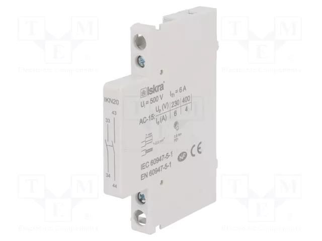 Auxiliary contacts; Leads: screw terminals; side; Contacts: NO x2 ISKRA IKN20