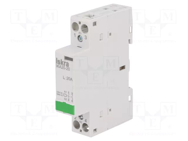 Contactor: 2-pole installation; 20A; 230VAC; NO x2; IKA ISKRA IKA20-20/230V