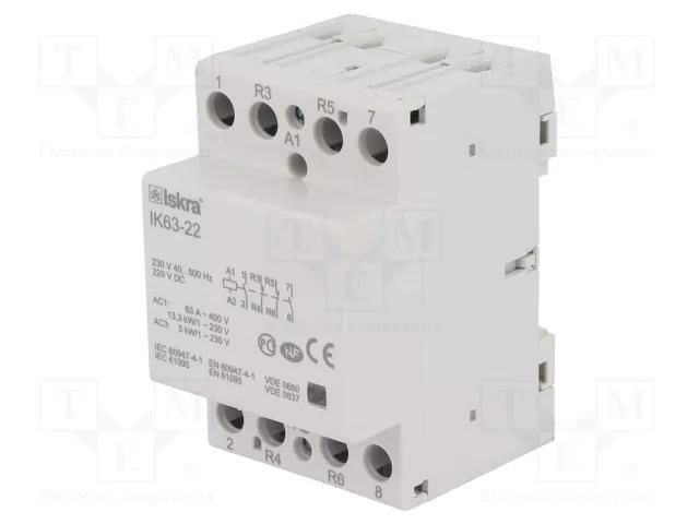 Contactor: 4-pole installation; 63A; 230VAC,220VDC; IK ISKRA IK63-22/230V