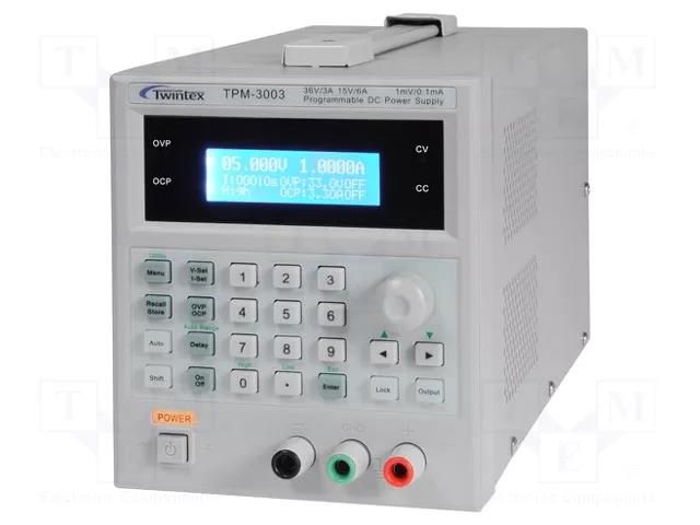 Power supply: programmable laboratory; Ch: 1; 0÷36VDC; 0÷6A TWINTEX TPM-3003