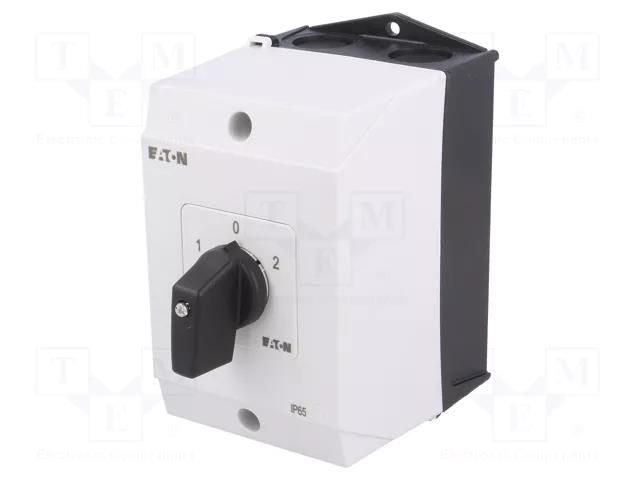 Switch: reversing cam switch; Stabl.pos: 3; 20A; 1-0-2; in housing EATON ELECTRIC T0-3-8401/I1