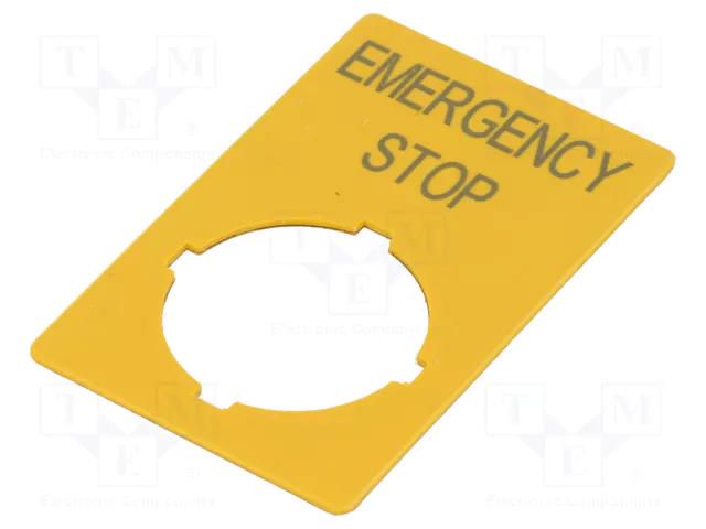 Description label; 22mm; RMQ-Titan; yellow; for emergency button EATON ELECTRIC M22-XZK-GB99