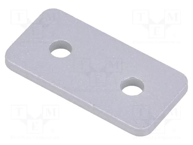 Flat bar; for profiles; with bore without countersunk; W: 20mm ELESA+GANTER GN967-20-40-F-2-SR