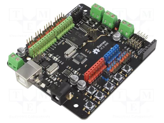 Robot control; 7÷12VDC; 90x80mm; uC: ATMEGA328; Kit: module DFROBOT DF-DFR0004