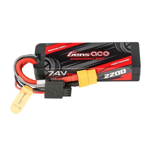 Lipo Gens ace G-Tech 2200mAh 7.4V 2S1P 60C GRP-76 Hardcase Battery with XT60 Plug, Gens ace GEA222S60X76GT