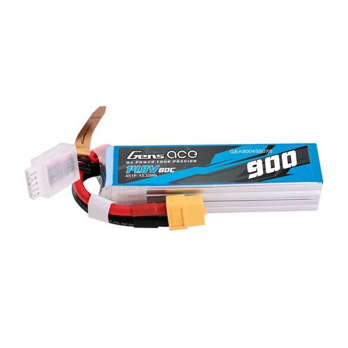 Lipo Gens Ace 900mAh 14.8V 80C 4S1P battery with XT60 connector, Gens ace GEA9004S80X6