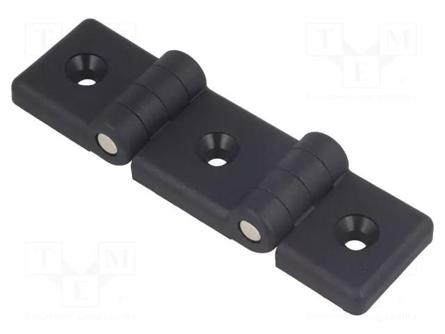 Hinge; Width: 124mm; technopolymer PA; black; H: 36mm; for profiles ELESA+GANTER CFI45-40/40SH-6