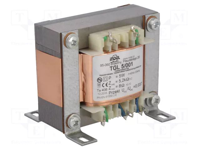 Transformer: speaker; 5VA; Sec.winding imped: 8Ω; 0.04÷20kHz INDEL TGL5/001