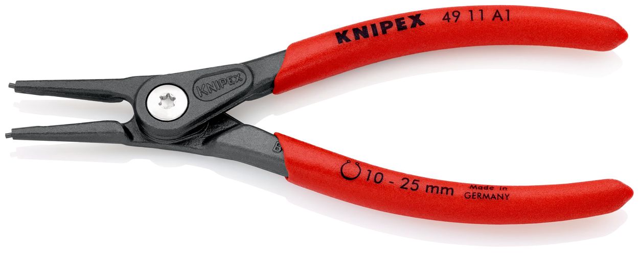 KNIPEX 49 11 A1 Precision Circlip Pliers for external circlips on shafts covered with non-slip plastic grey atramentized 140 mm 49 11 A1 4003773048725