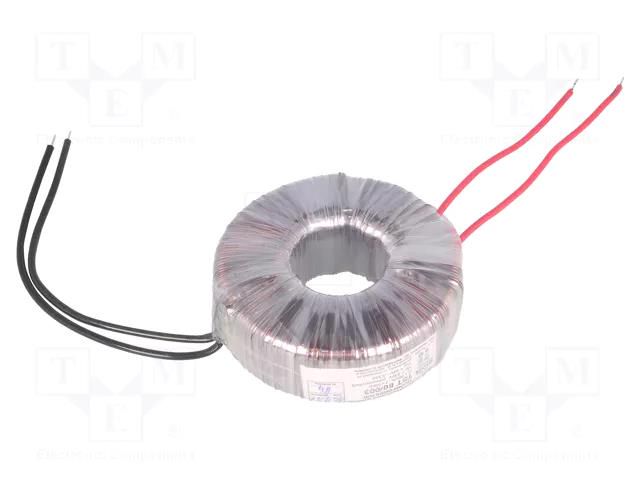 Transformer: toroidal; 80VA; 230VAC; 24V; 3.33A; Leads: cables; IP00 INDEL TST80W/24V