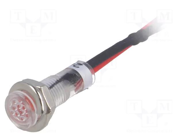 Indicator: LED; flat; red; 24VDC; Ø5.2mm; IP40; cables; 100mm SCI ILL6-24R