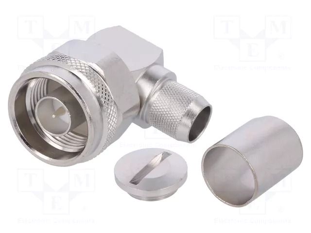 Connector: N; plug; male; angled 90°; 50Ω; soldering,crimped; PTFE TELEGÄRTNER J01020A0045