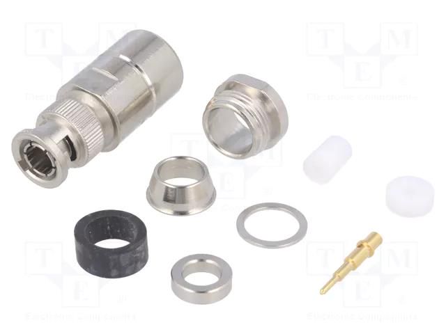 Connector: BNC; plug; male; straight; 50Ω; clamp; for cable; PTFE TELEGÄRTNER J01000A1940