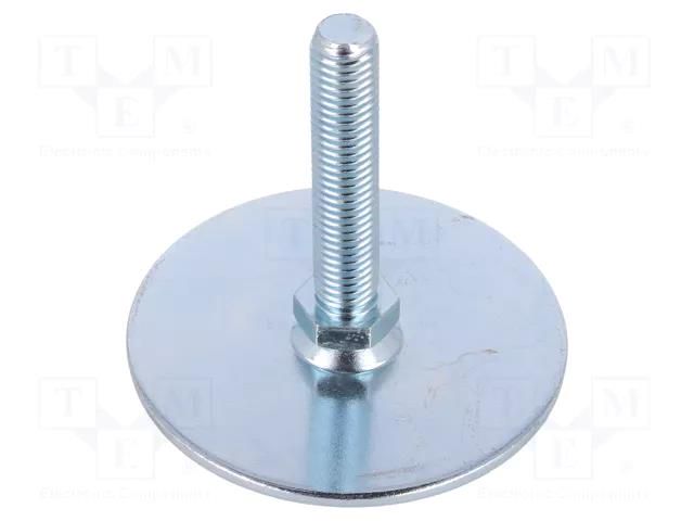 Foot; Base dia: 80mm; M12; steel; Plunger length: 60mm ELESA+GANTER GN40-80-M12-60A0S