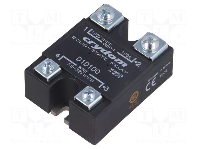 Relay: solid state; Ucntrl: 3.5÷32VDC; 100A; 1÷100VDC; 1-DC SENSATA / CRYDOM D1D100