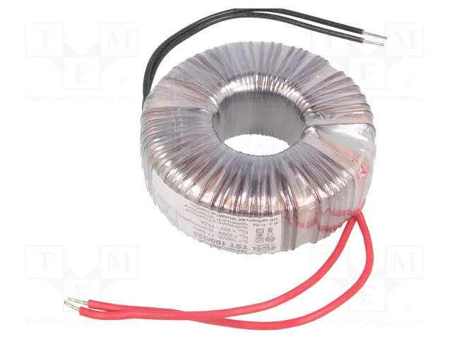 Transformer: toroidal; 100VA; 230VAC; 10V; 10A; Leads: cables; IP00 INDEL TST100W/10V