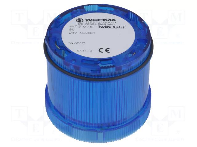 Module: light signaller; blue; LED; 24VDC; 24VAC; IP65; Ø70x65.5mm WERMA WER-64751075
