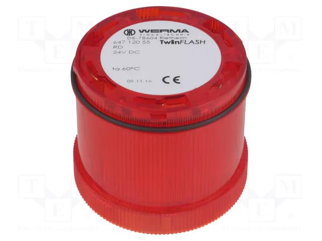 Module: light signaller; red; LED; 24VDC; IP65; Ø70x65.5mm WERMA WER-64712055