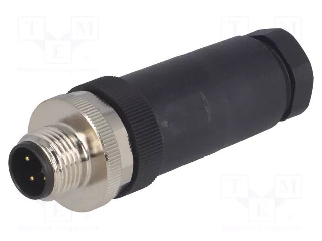 Connector: M12; plug; PIN: 3; male; 250V; straight; IP67; for cable TE Connectivity T4111002031-000