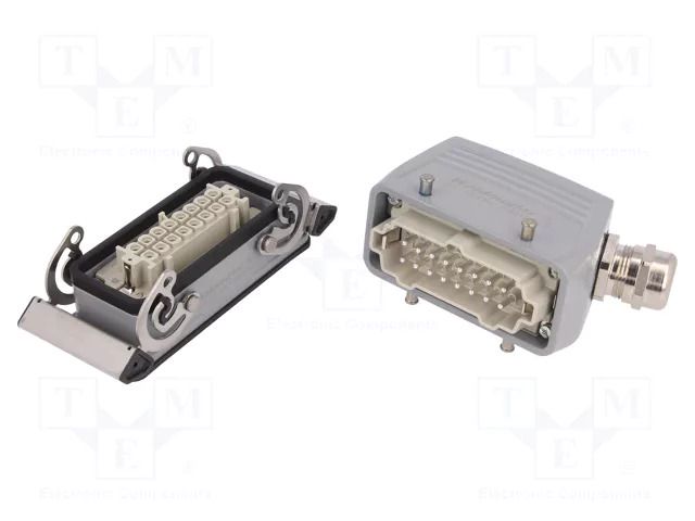 Connector: HDC; male + female; HE; PIN: 16; 16A; 500V; 16+PE; size 6 WEIDMÜLLER KIT-HE16.120M