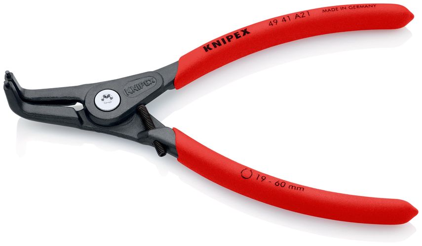 KNIPEX 49 41 A21 Precision Circlip Pliers for external circlips on shafts covered with non-slip plastic grey atramentized 165 mm 49 41 A21 4003773079613