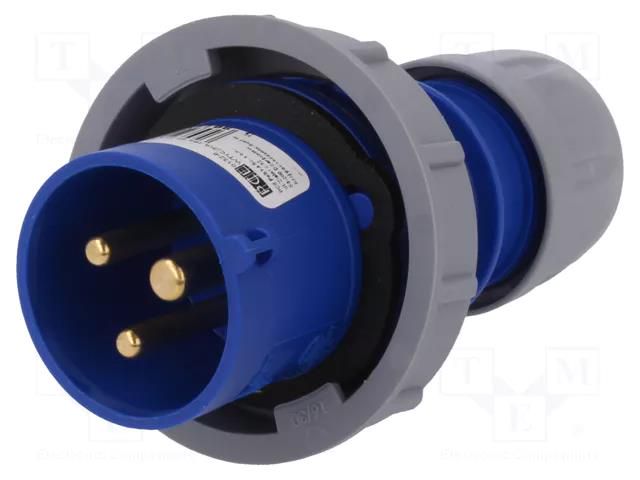 Connector: AC supply; plug; male; 16A; 230VAC; Shark; IEC 60309 PCE 0132-6