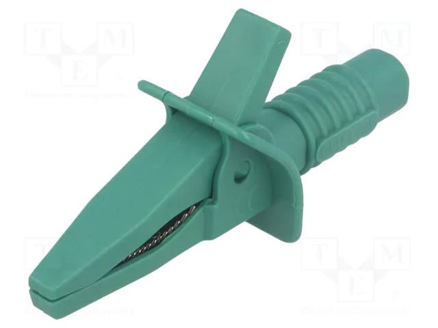 Crocodile clip; 10A; green; max.25mm; Connection: 4mm socket CLIFF FCR7942