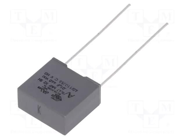 Capacitor: polypropylene; X2; R47 X2; 10nF; 1000VDC; 440VAC; THT KEMET R474F21005001K