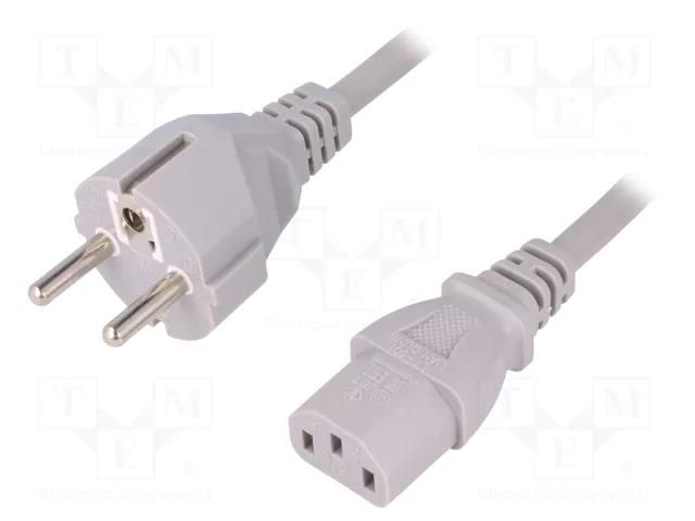 Cable; 3x1mm2; CEE 7/7 (E/F) plug,IEC C13 female; PVC; 1.5m; grey LIAN DUNG SN310-3/10/1.5GY