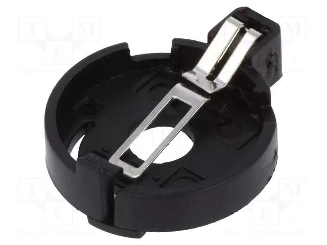 Socket; CR2032,DL2032; Batt.no: 1; horizontal,THT; H: 6.6mm; black CONNFLY DS1092-05-B6P