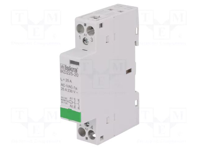 Contactor: 2-pole installation; 25A; 24VAC,24VDC; NO x2; IKD ISKRA IKD225-20/24V