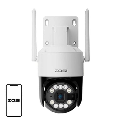ZOSI C296 WiFi 8MP dual Pan Tilt IP66 outdoor camera + 32GB microSD card, ZOSI C296B 5MP+32GB SD