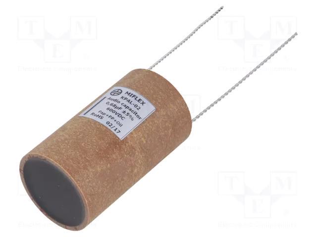 Capacitor: aluminum-polypropylene-paper; 680nF; 600VDC; ±5%; THT MIFLEX KPAL02-0.68U/600